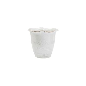 Camellia Scalloped Edge Planter - L19 x W19 x H18 cm - White