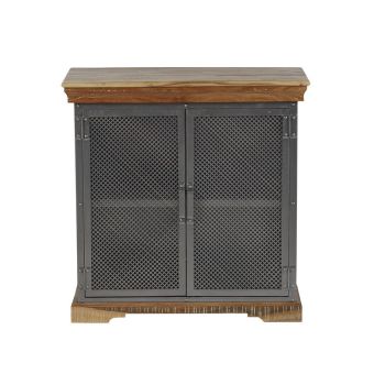 Metropolis Industrial Sideboard - Metal/Acacia Solid Wood - L45 x W85 x H85 cm