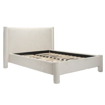 Dena Double Bed Frame - Textured Boucle - L211 x W181 x H116 cm - Snow - Full Assembly Required