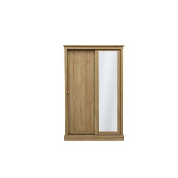Devon 2 Door Sliding Wardrobe - Particle Board - L57.7 x W113.8 x H181.6 cm - Oak - Full Assembly Required