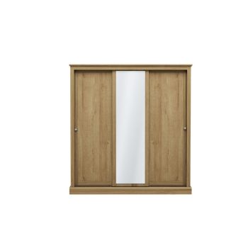 Devon 3 Door Sliding Wardrobe - Particle Board - L59 x W176 x H182 cm - Oak - Full Assembly Required
