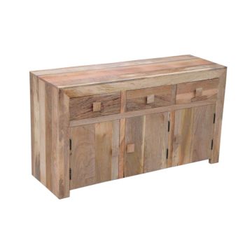 Dakota 3 Door 3 Drawer Sideboard - Mango Wood - L45 x W135 x H76 cm - Light Finish