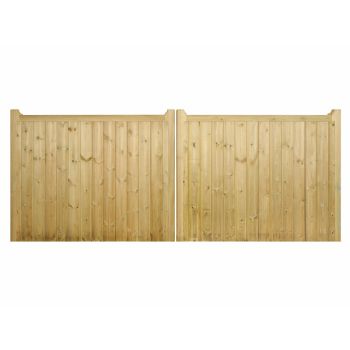 Drayton Square Top Low Double Driveway Gate - Pressure Treated Scandinavian Redwood - W3000 x H950 mm