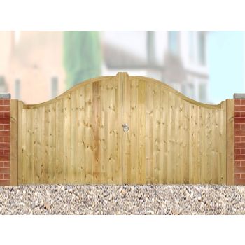 Drayton Low Shaped Top Double Gate - Pressure Treated Scandinavian Redwood - W3000 x H1250 mm