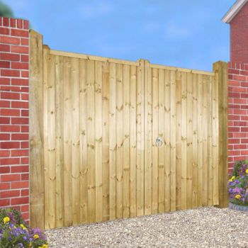 Drayton Square Top Tall Double Driveway Gate - Pressure Treated Scandinavian Redwood - W3300 x H1800 mm