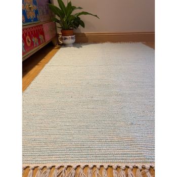 Hush Hand Loomed Soft Rug in Muted Colours - Cotton - L120 x W180 cm - Duck Egg Blue