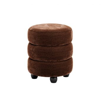 Emi Pouffe - Velvet Chenille/Pine - L44 x W44 x H50 cm - Brandy/Black