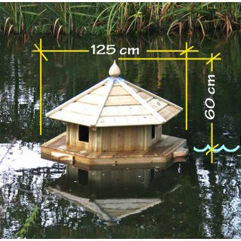 Somerton Floating Duck House, Waterfowl Nesting Box For Pond Or Lake With 3 Nesting Compartments
