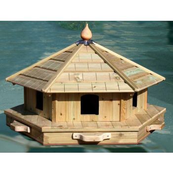 Somerton Floating Duck House, Waterfowl Nesting Box For Pond Or Lake With 6 Nesting Compartments 