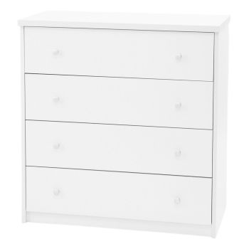 4 Drawer Chest of Drawers - Metal - L41.5 x W83.8 x H87.4 cm - White - Flat Packed
