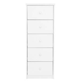 5 Drawer Narrow Chest of Drawers - Metal - L41.5 x W40.8 x H107.3 cm - White - Flat Packed