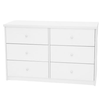 6 Drawer (3+3) Wide Chest of Drawers - Metal - L41.5 x W107 x H67.5 cm - White - Flat Packed