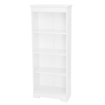 Low Narrow Bookcase - Foiled Manufactured Board - L21 x W48 x H120 cm - White - Flat Packed
