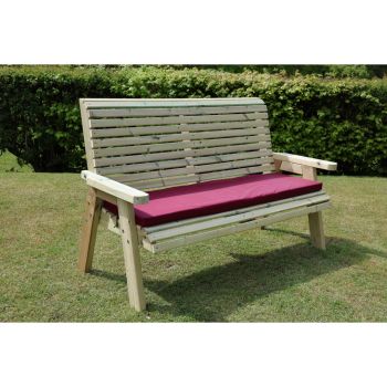 Ergonomic 3 Seat Bench, Wooden Garden Furniture - L75 x W170 x H105 cm - Fully Assembled - Set of Waterproof Cushions Included