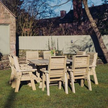 Ergo 8 Seater Square Table Set - L149 x W149 x H77 cm - Minimal Assembly Required - Set of Waterproof Cushions Included