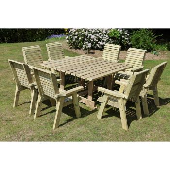 Ergo 8 Seater Square Table Set Including 8 Chairs - Swedish Redwood - L300 x W300 x H103 cm - Minimal Assembly Required
