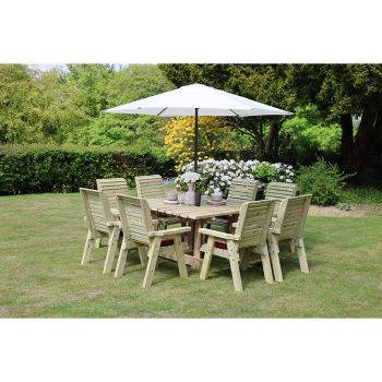 Ergo 8 Seater Square Table Set Including 8 Chairs - Swedish Redwood - L300 x W300 x H103 cm - Minimal Assembly Required