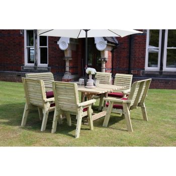 Ergo 8 Seater Square Table - 2 Benches, 4 Chairs - L149 x W149 x H77 cm - Min. Assembly Required - Set of WP. Cushions Included