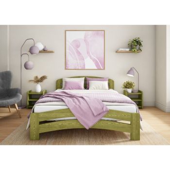 Dala Bed Frame 4 Feet 6 Inch - Wood - L197 x W143 x H80 cm - Avocado