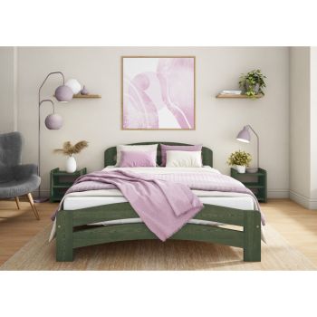 Dala Bed Frame 4 Feet 6 Inch - Wood - L197 x W143 x H80 cm - Midnight Green