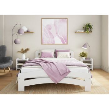 Double Size Bed Frame - Wood - L197 x W143 x H80 cm - White