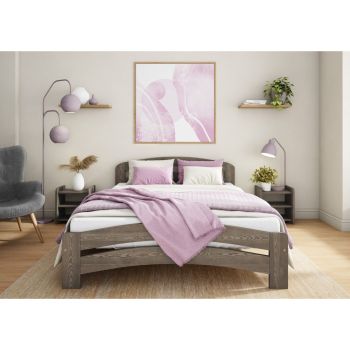 Dala Bed Frame 4 Feet - Wood - L197 x W128 x H80 cm - Space Grey