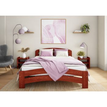Dala Bed Frame 6 Feet - Wood - L207 x W188 x H80 cm - Wine