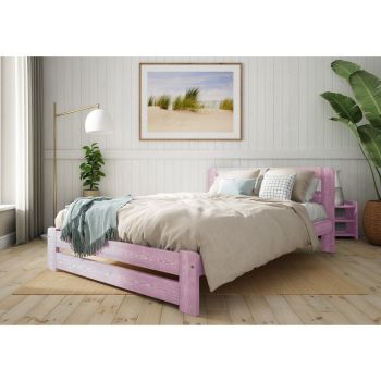 Aurora Bed Frame 3 Feet - Wood - L197 x W98 x H80 cm - Purple Lilac