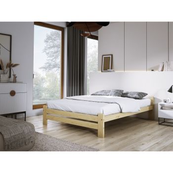Double Size Bed Frame - Wood - L195 x W143.5 x H51 cm - Untreated