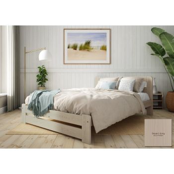 Aurora Double Size Bed Frame 4 Feet 6 Inch - L197 x W146 x H80 cm - Desert Grey