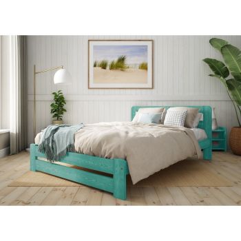 Aurora Bed Frame 4 Feet - Wood - L197 x W128 x H80 cm - Denim