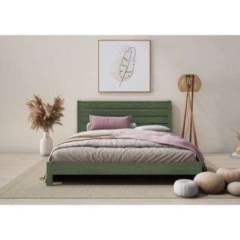 Shibui Bed Frame 4 Feet 6 Inch - Wood - L197 x W146 x H90 cm - Midnight Green