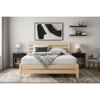 Super King Size Bed Frame - Wood - L207 x W188 x H90 cm - Pine