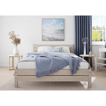 Alva Bed Frame 4Ft6 - Wood - L197 x W146 x H90 cm - Desert Grey