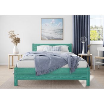Alva Bed Frame 4 Feet - Wood - L197 x W128 x H90 cm - Denim