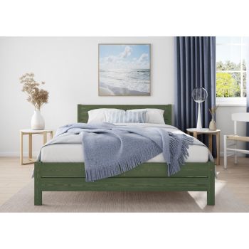 Alva Bed Frame 5 Feet - Wood - L207 x W161 x H90 cm - Midnight Green