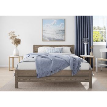Alva Bed Frame 6 Feet - Wood - L207 x W188 x H90 cm - Space Grey