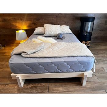 Double Size Bed Frame - Wood - L199 x W137 x H25.5 cm - Untreated