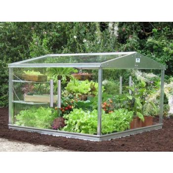 4 x 4 Feet Cold Frame - Aluminium/Glass - L121 x W121 x H82 cm - Without Coating