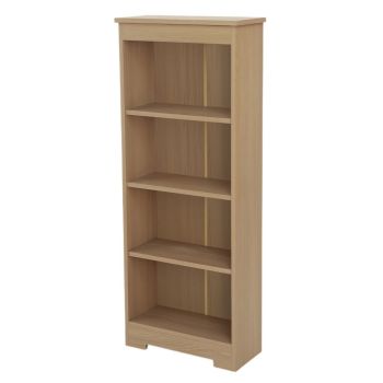 Low Narrow Bookcase - Textured Manufactured Board - L21 x W48 x H120 cm - Smoke Oak Effect - Flat Packed