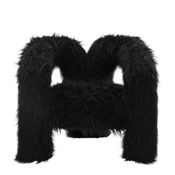 Freyja Chair - Faux Mongolian Fur - L74 x W78 x H74 cm - Jet