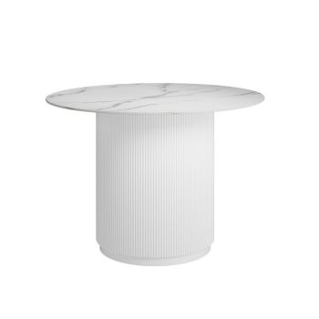 Fuji Dining Table - Sintered Stone/MDF - L110 x W110 x H76 cm - Stone/White - Partially Assembled