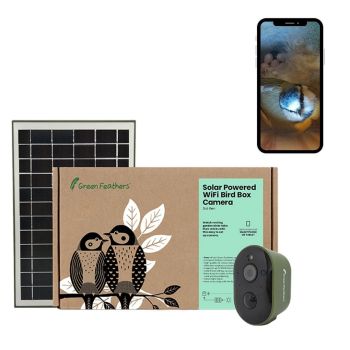 Solar Powered WiFi HD Camera for Bird Box & Wildlife Habitats - L30 x W8.1 x H19 cm