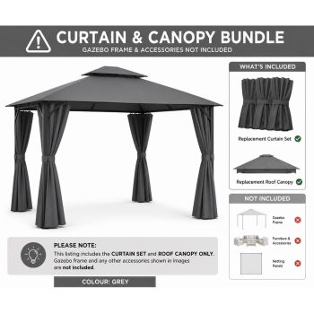 Bundle Highfield 3x3M Mocha Canopy and Curtains Set