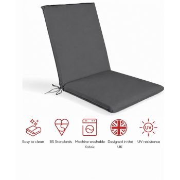 SP Low Back Recliner Pad Cushion (Pack of 4) - L100 x W43 x H6 cm - Grey