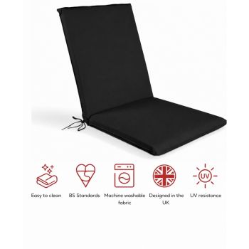 SP Low Back Recliner Pad Cushion (Pack of 4) - L100 x W43 x H6 cm - Black