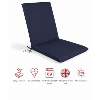 SP Low Back Recliner Pad Cushion (Pack of 4) - L100 x W43 x H6 cm - Navy