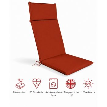 SP High Back Recliner Pad Cushion (Pack of 4) - L116 x W49 x H6 cm - Terracotta