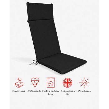 SP High Back Recliner Pad Cushion (Pack of 4) - L116 x W49 x H6 cm - Black