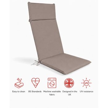 SP High Back Recliner Pad Taupe (Pack of 4) - L116 x W49 x H6 cm